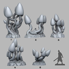 Tabletop Miniatur Figur "Lemondrop Mushrooms" für 28mm Maßstab, im Set oder einzeln erhältlich, unbemalter Pilz für Terrain, DnD - Role Playing Miniatures