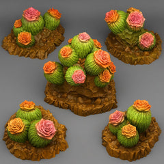 Tabletop Miniatur Figur "Cactus Flowers" für 28mm Maßstab, im Set oder einzeln erhältlich, unbemalter Kaktus für Terrain, Diorama und DnD - Role Playing Miniatures