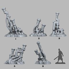 Tabletop Miniatur Figur "Abandonned Acid Pipes" für 28mm Maßstab, im Set oder einzeln erhältlich, unbemalte Ruine für Terrain, DnD, Diorama - Role Playing Miniatures