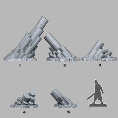 Tabletop Miniatur Figur "Pillar Basalt" für 28mm Maßstab, im Set oder einzeln erhältlich, unbemalte Steine für Terrain, Grimdark, Diorama - Role Playing Miniatures