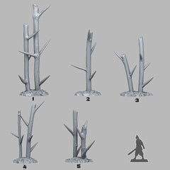 Tabletop Miniatur Figur "Pointy Dangerous Trees" für 28mm Maßstab, im Set oder einzeln erhältlich, unbemalter Baum für Terrain, Diorama, DnD - Role Playing Miniatures