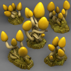 Tabletop Miniatur Figur "Lemondrop Mushrooms" für 28mm Maßstab, im Set oder einzeln erhältlich, unbemalter Pilz für Terrain, DnD - Role Playing Miniatures