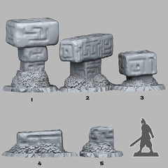 Tabletop Miniatur Figur "Mysterious Alien Stones" für 28mm Maßstab, im Set oder einzeln erhältlich, unbemalte Steine für Terrain, Grimdark - Role Playing Miniatures