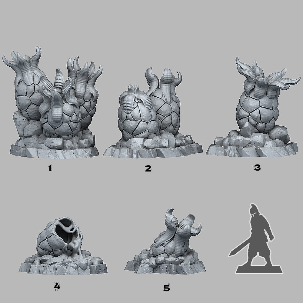 "Alien Eggs" für 28mm Maßstab, im Set oder einzeln erhältlich, unbemalte Eier für Terrain, Grimdark, Diorama, DnD - Role Playing Miniatures