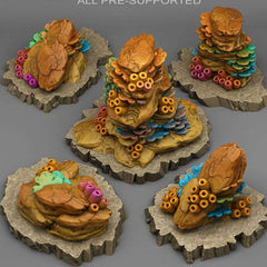 Tabletop Miniatur Figur "Underwater Coral" für 28mm Maßstab, im Set oder einzeln erhältlich, unbemalte Koralle für Terrain, Diorama und DnD - Role Playing Miniatures