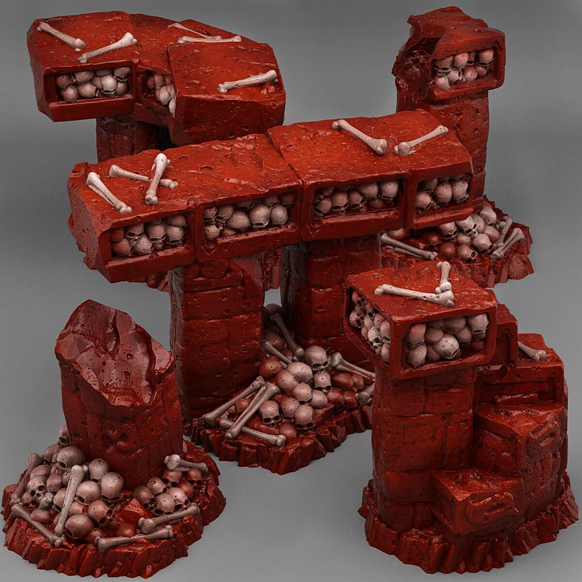 Tabletop Miniatur Figur "Catacomb Modular Bridges" für 28mm Maßstab, im Set oder einzeln erhältlich, unbemalte Ruine für Terrain, Diorama - Role Playing Miniatures