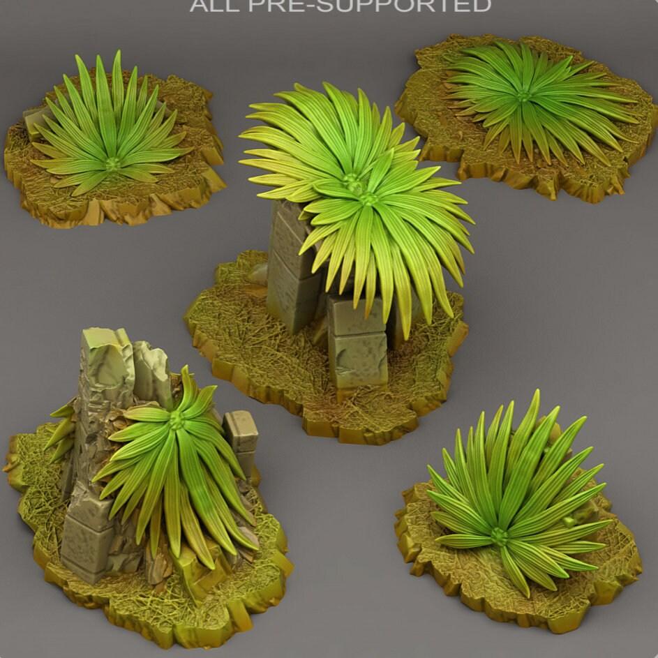 Tabletop Miniatur Figur "Aztec Plant" für 28mm Maßstab, im Set oder einzeln erhältlich, unbemalter Farn für Terrain, Diorama und DnD - Role Playing Miniatures