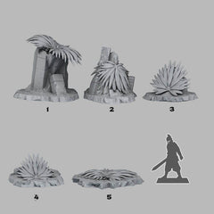 Tabletop Miniatur Figur "Aztec Plant" für 28mm Maßstab, im Set oder einzeln erhältlich, unbemalter Farn für Terrain, Diorama und DnD - Role Playing Miniatures