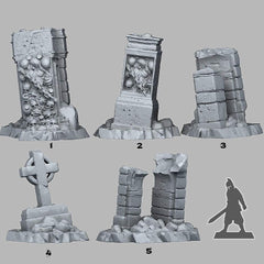 Tabletop Miniatur Figur "Mausoleum Ruins" für 28mm Maßstab, im Set oder einzeln erhältlich, unbemalte Ruine für Terrain, DnD, Diorama - Role Playing Miniatures