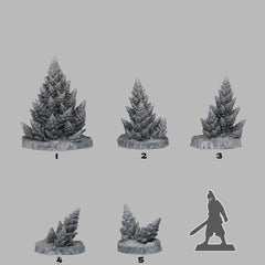 Tabletop Miniatur Figur "Toxic Alien Pines" für 28mm Maßstab, im Set oder einzeln erhältlich, unbemalter Baum für Terrain, Diorama, DnD - Role Playing Miniatures