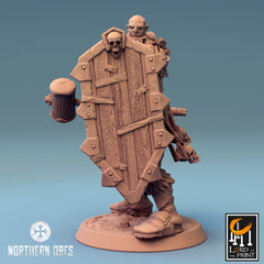 Orc Soldier Hammer, Clan Northern Orcs | 4 Posen | inkl. Base und DnD Stats als PDF | unbemalt, Grau | für 32mm Scale | Tabletop | Grimdark - Role Playing Miniatures