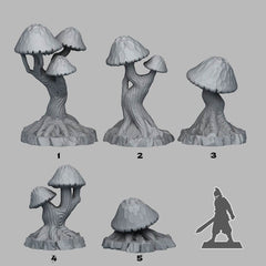 Tabletop Miniatur Figur "Giant Mushrooms" für 28mm Maßstab, im Set oder einzeln erhältlich, unbemalter Pilz für Terrain, DnD - Role Playing Miniatures