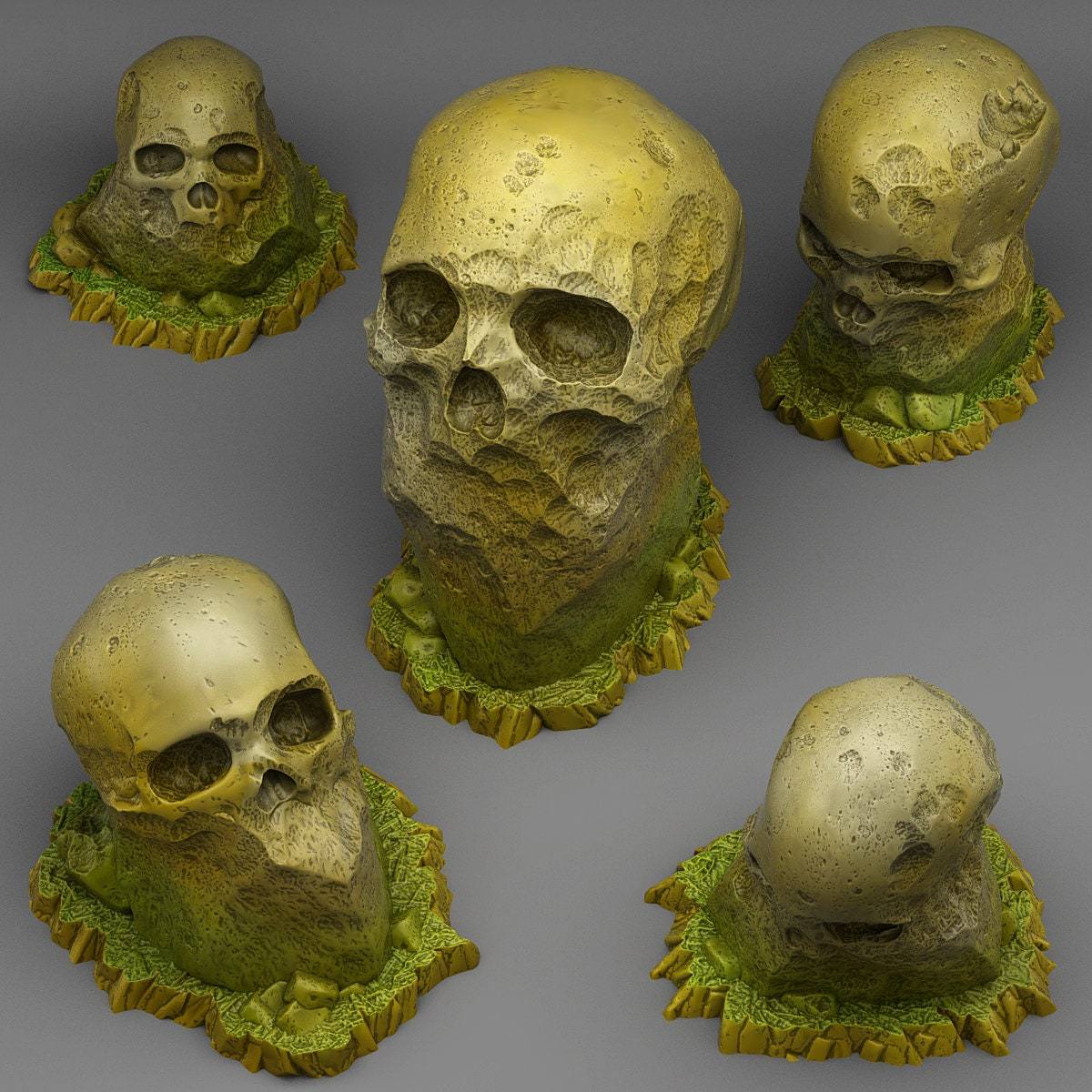 Tabletop Miniatur Figur "Giant Skull Stones" für 28mm Maßstab, im Set oder einzeln erhältlich, unbemalte große Schädel für Terrain, DnD - Role Playing Miniatures