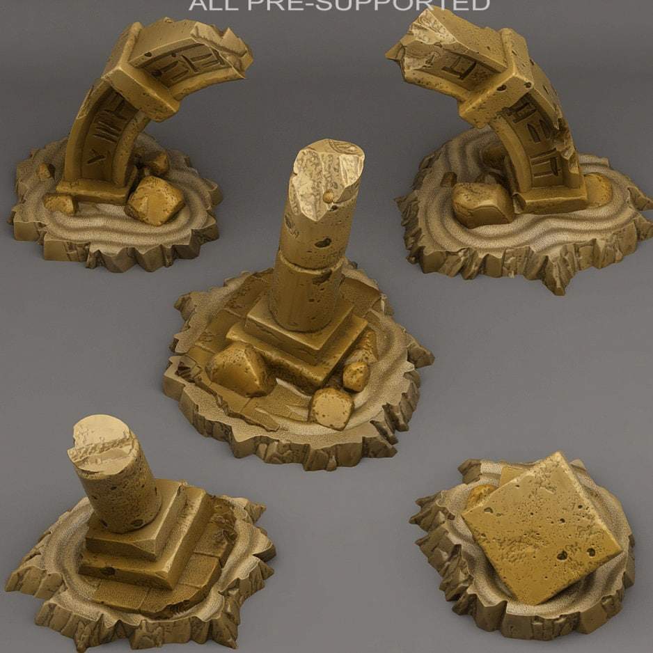 Tabletop Miniatur Figur "Stargate Ruins" für 28mm Maßstab, im Set oder einzeln erhältlich, unbemalte Ruine für Terrain, DnD, Diorama - Role Playing Miniatures