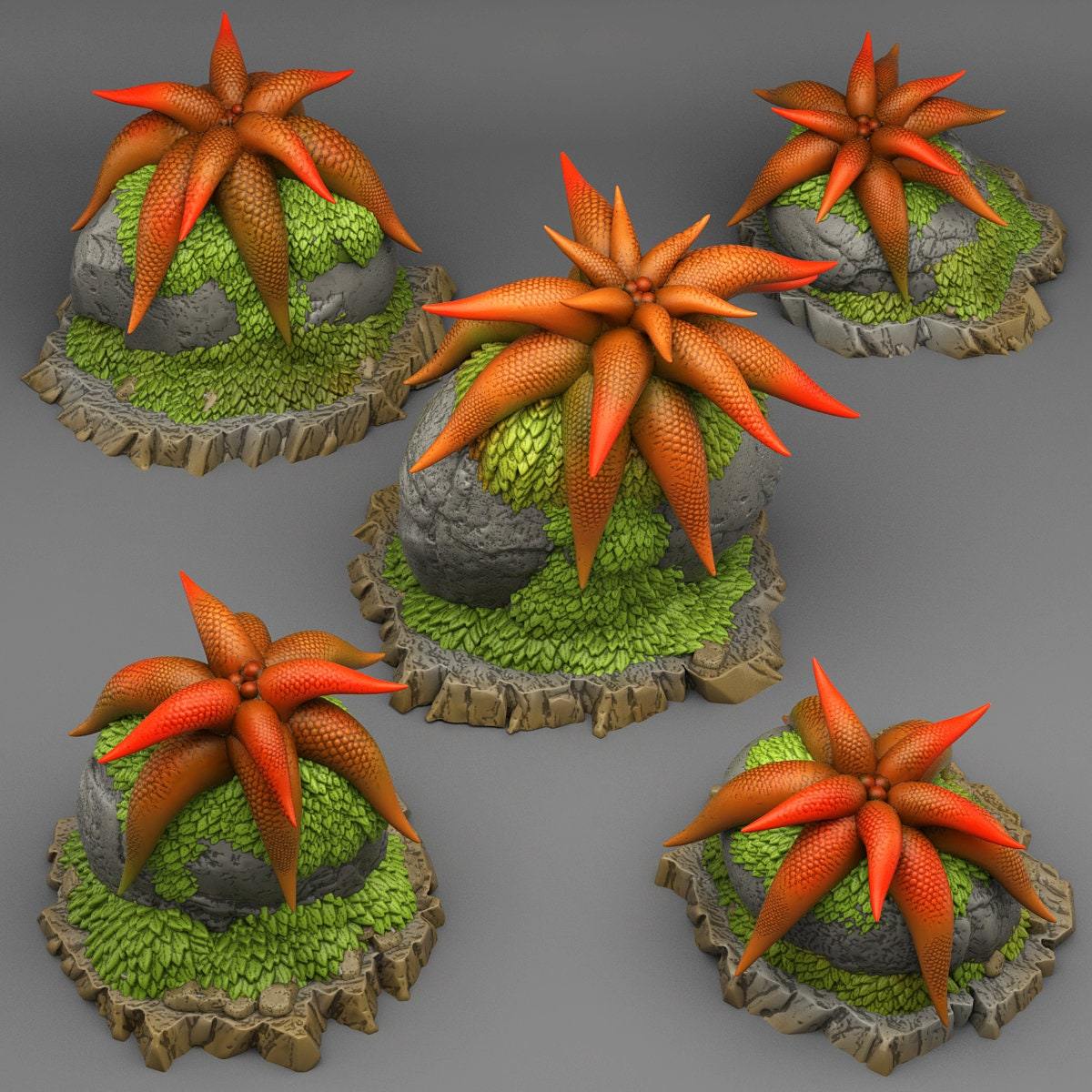 Tabletop Miniatur Figur "Mysterious Starfish Flowers" für 28mm Maßstab, im Set oder einzeln erhältlich, unbemalte Pflanze für Terrain, DnD - Role Playing Miniatures