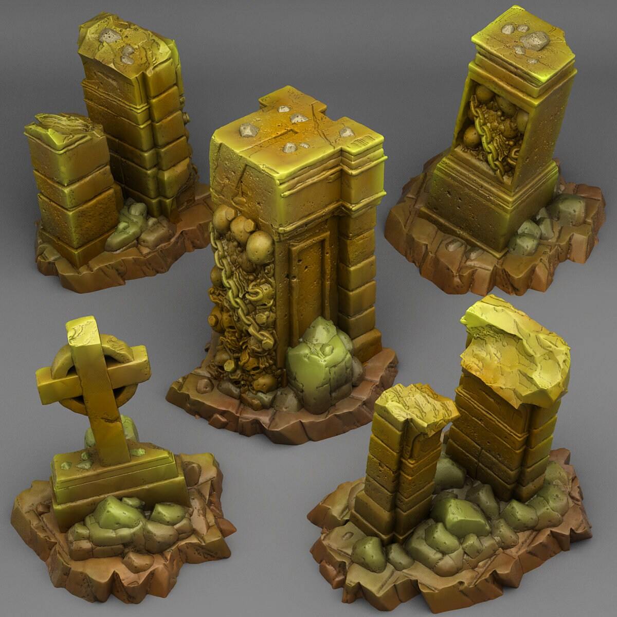 Tabletop Miniatur Figur "Mausoleum Ruins" für 28mm Maßstab, im Set oder einzeln erhältlich, unbemalte Ruine für Terrain, DnD, Diorama - Role Playing Miniatures