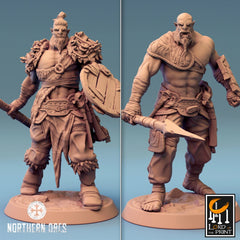 Orc Soldier Spear, Clan Northern Orcs | 6 Posen | inkl. Base und DnD Stats als PDF | unbemalt, Grau | für 32mm Scale | Tabletop | Grimdark - Role Playing Miniatures