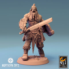 Orc Soldier Sword, Clan Northern Orcs | 6 Posen | inkl. Base und DnD Stats als PDF | unbemalt, Grau | für 32mm Scale | Tabletop | Grimdark - Role Playing Miniatures