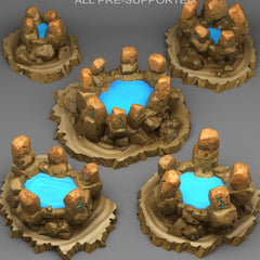 Tabletop Miniatur Figur "Magic Hot Springs" für 28mm Maßstab, im Set oder einzeln erhältlich, unbemalte Ruine für Terrain, DnD, Diorama - Role Playing Miniatures