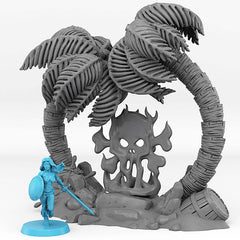 Tabletop Miniatur Figur "Pirate Island Portal" für 28mm Maßstab, passend zu Set "Pirate Palm Trees", unbemaltes Tor mit Farb-Effekt - Role Playing Miniatures