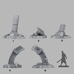 Tabletop Miniatur Figur "Stargate Ruins" für 28mm Maßstab, im Set oder einzeln erhältlich, unbemalte Ruine für Terrain, DnD, Diorama - Role Playing Miniatures