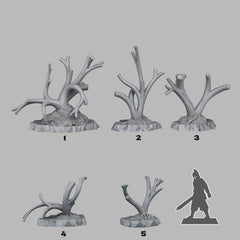 Tabletop Miniatur Figur "Fantasy Trees" für 28mm Maßstab, im Set oder einzeln erhältlich, unbemalter Baum für Terrain, Diorama, DnD - Role Playing Miniatures