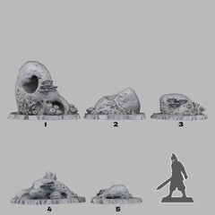 Tabletop Miniatur Figur "Underwater Stones Caves" für 28mm Maßstab, im Set oder einzeln erhältlich, unbemalter Stein für Terrain, Diorama - Role Playing Miniatures