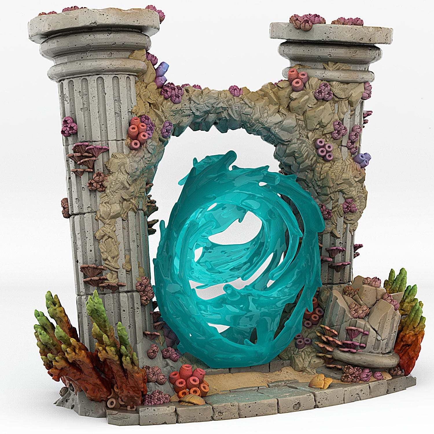 Tabletop Miniatur Figur "Underwater Temple Portal" für 28mm Maßstab, unbemaltes Tor mit Farb-Effekt für Terrain, DnD, Grimdark - Role Playing Miniatures