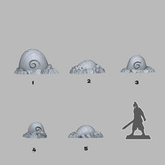 Tabletop Miniatur Figur "Fossilised Ice Snails" für 28mm Maßstab, im Set oder einzeln erhältlich, unbemalte Grabsteine für Terrain, DnD - Role Playing Miniatures