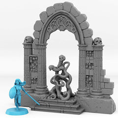 Tabletop Miniatur Figur "Catacomb Portal" mit und ohne Farb-Effekt für 28mm Maßstab, unbemaltes Tor, DnD, Diorama, Grimdark - Role Playing Miniatures