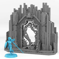 Tabletop Miniatur Figur "Dwarf Mine Portal" für 28mm Maßstab, unbemaltes Tor mit Farb-Effekt, DnD - Role Playing Miniatures