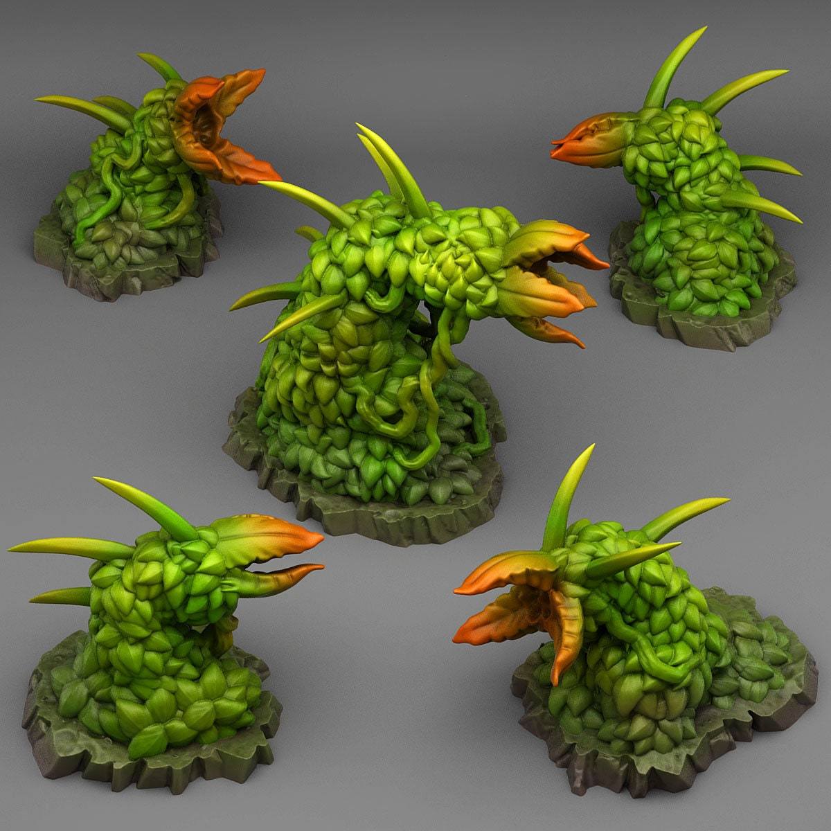 Tabletop Miniatur Figur "Carnivorous Hedges" für 28mm Maßstab, im Set oder einzeln erhältlich, unbemalte Pflanze für Terrain, DnD - Role Playing Miniatures