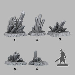 Tabletop Miniatur Figur "Magic Crystals" für 28mm Maßstab, im Set oder einzeln erhältlich, unbemalte Kristalle für Terrain, Grimdark - Role Playing Miniatures