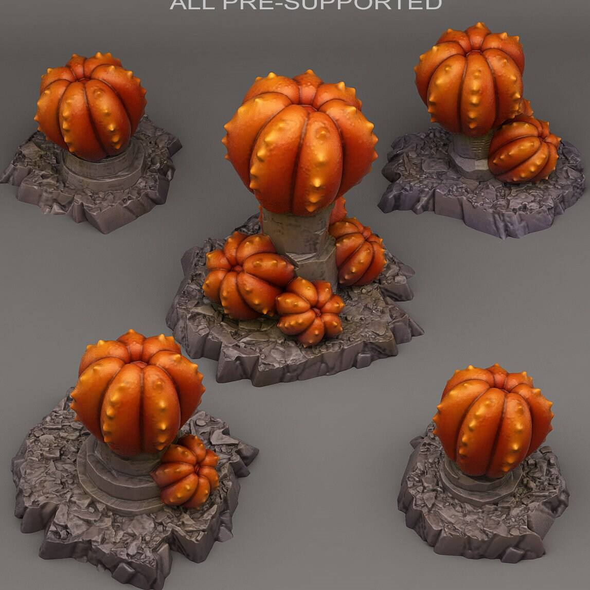 Tabletop Miniatur Figur "Demonic Pumpkins" für 28mm Maßstab, im Set oder einzeln erhältlich, unbemalte Pflanze für Terrain, DnD - Role Playing Miniatures