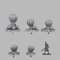 Tabletop Miniatur Figur "Demonic Pumpkins" für 28mm Maßstab, im Set oder einzeln erhältlich, unbemalte Pflanze für Terrain, DnD - Role Playing Miniatures