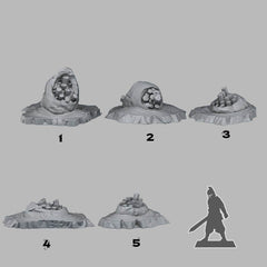 Tabletop Miniatur Figur "Ruins of Crystal Dragon_s Eggs" für 28mm Maßstab, im Set oder einzeln erhältlich, unbemalte Eier für Terrain, DnD - Role Playing Miniatures