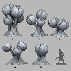 Tabletop Miniatur Figur "Insanity Spore Pods" für 28mm Maßstab, im Set oder einzeln erhältlich, unbemalter Pflanze für Terrain, DnD - Role Playing Miniatures