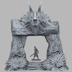 Tabletop Miniatur Figur "Jurassic Portal" für 28mm Maßstab, unbemaltes Tor für Terrain, Diorama, Deko, Grimdark, DnD - Role Playing Miniatures