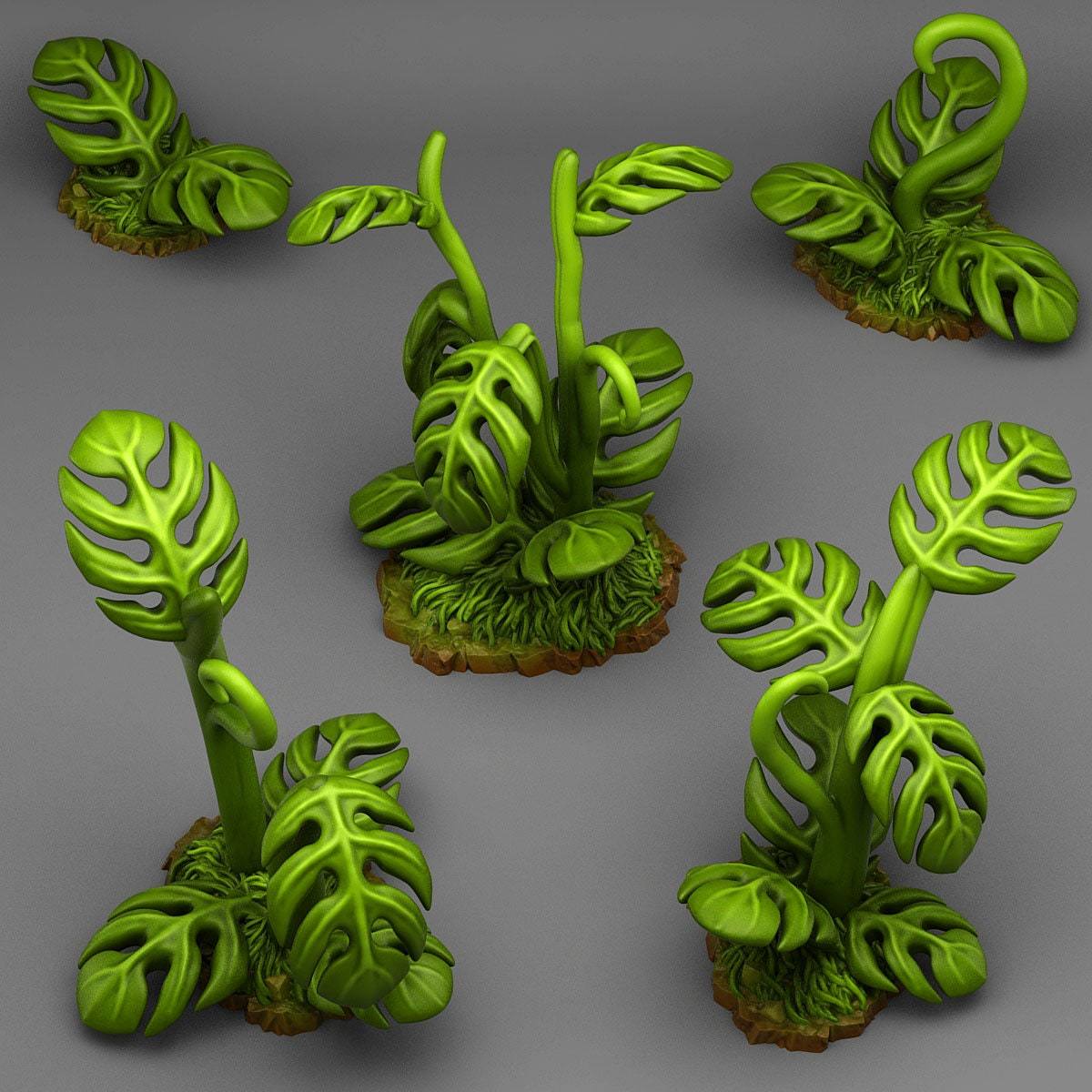 Tabletop Miniatur Figur "Giant Tropical Plants" für 28mm Maßstab, im Set oder einzeln erhältlich, unbemalte Pflanzen für Terrain, Diorama - Role Playing Miniatures