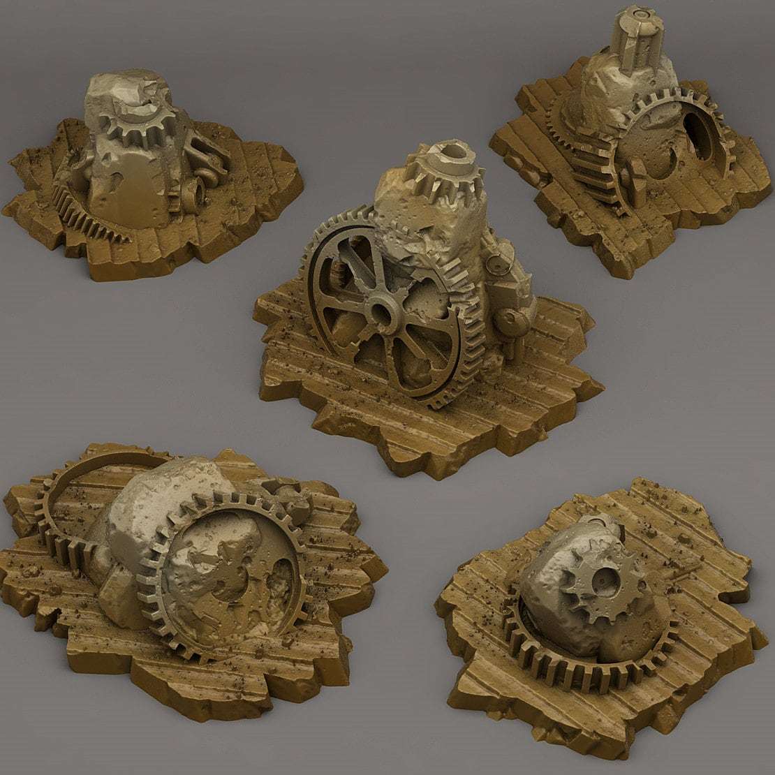 Tabletop Miniatur Figur "Steampunk Stones" für 28mm Maßstab, im Set oder einzeln erhältlich, unbemalte Steine für Terrain, Grimdark, DnD - Role Playing Miniatures