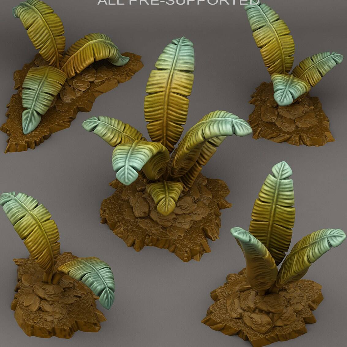 Tabletop Miniatur Figur "Tropical Leaves" für 28mm Maßstab, im Set oder einzeln erhältlich, unbemalter Farn für Terrain, Diorama und DnD - Role Playing Miniatures