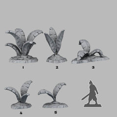 Tabletop Miniatur Figur "Tropical Leaves" für 28mm Maßstab, im Set oder einzeln erhältlich, unbemalter Farn für Terrain, Diorama und DnD - Role Playing Miniatures