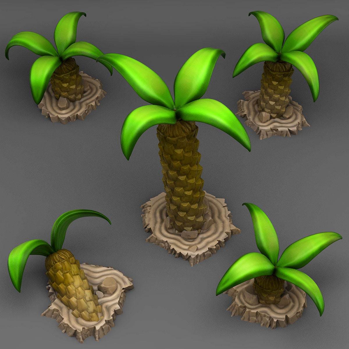 Tabletop Miniatur Figur "Island Palm" für 28mm Maßstab, im Set oder einzeln erhältlich, unbemalter Baum für Terrain, Diorama, DnD - Role Playing Miniatures