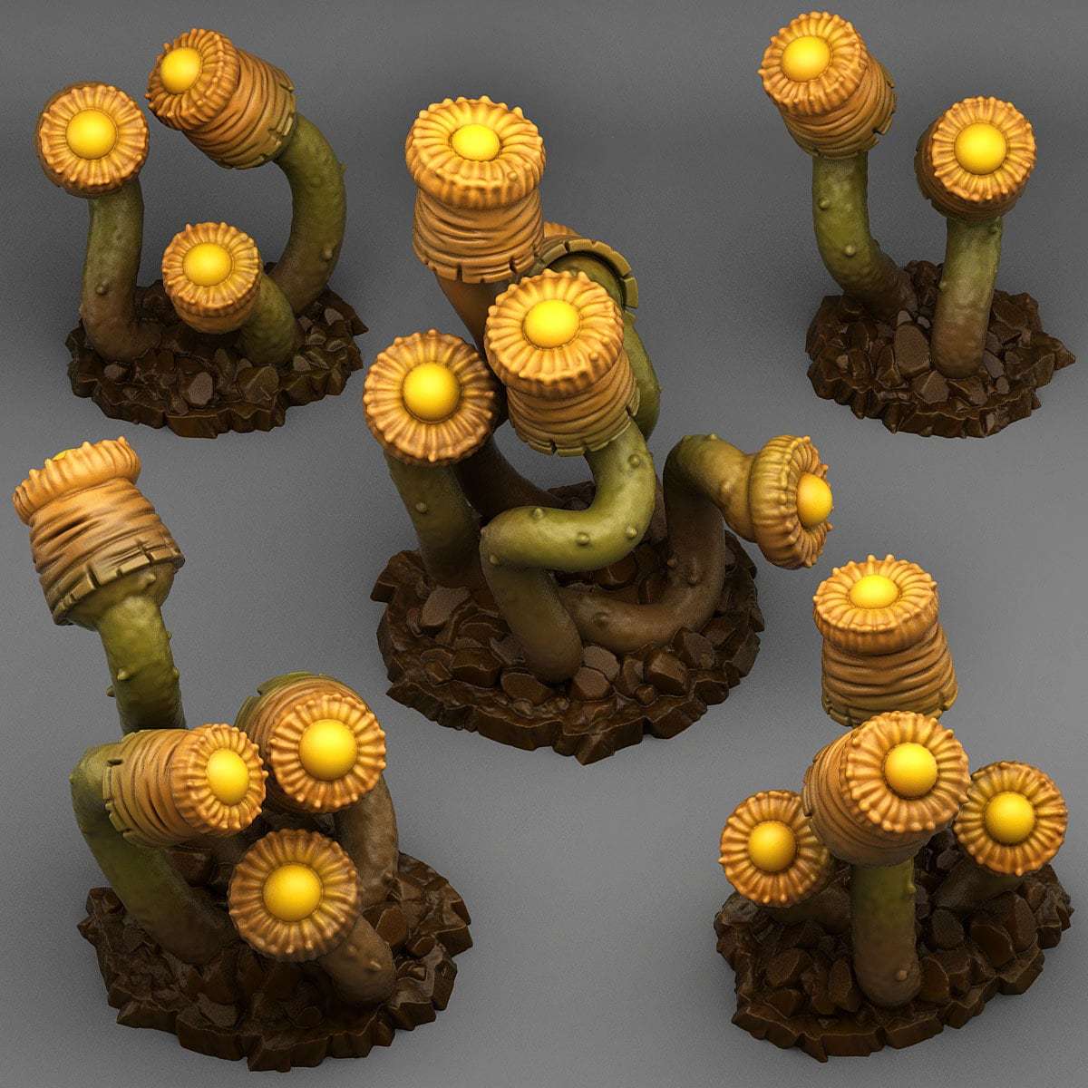 Tabletop Miniatur Figur "Luminous Plants" für 28mm Maßstab, im Set oder einzeln erhältlich, unbemalte Pflanzen für Terrain, DnD. Diorama - Role Playing Miniatures