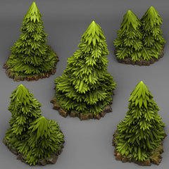 Tabletop Miniatur Figur "Pine Trees" für 28mm Maßstab, im Set oder einzeln erhältlich, unbemalte Bäume für Terrain und Diorama, DnD - Role Playing Miniatures