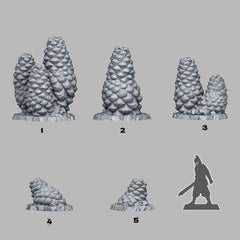 Tabletop Miniatur Figur "Pinecones Aberation" für 28mm Maßstab, im Set oder einzeln erhältlich, unbemalte Bäume für Terrain und Diorama, DnD - Role Playing Miniatures