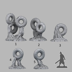 Tabletop Miniatur Figur "Donut Mushrooms" für 28mm Maßstab, im Set oder einzeln erhältlich, unbemalte Pilze für Terrain, DnD - Role Playing Miniatures