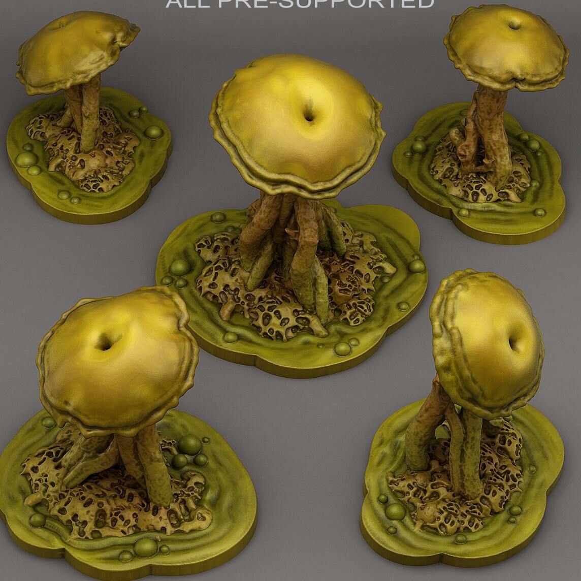 Tabletop Miniatur Figur "Poisonous Swamp Mushrooms" für 28mm Maßstab, im Set oder einzeln erhältlich, unbemalte Bäume für Terrain, DnD - Role Playing Miniatures