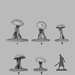 Tabletop Miniatur Figur "Poisonous Swamp Mushrooms" für 28mm Maßstab, im Set oder einzeln erhältlich, unbemalte Bäume für Terrain, DnD - Role Playing Miniatures