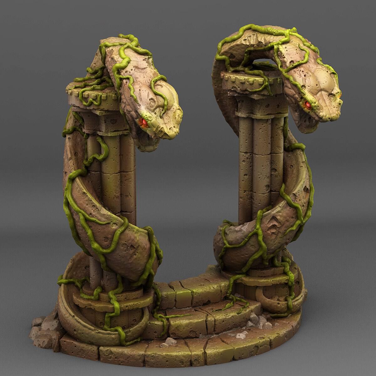 Tabletop Miniatur Figur "Snake God Portal" für 28mm Maßstab, unbemaltes Tor für Terrain, Diorama, Deko, Grimdark, Schlange, DnD - Role Playing Miniatures